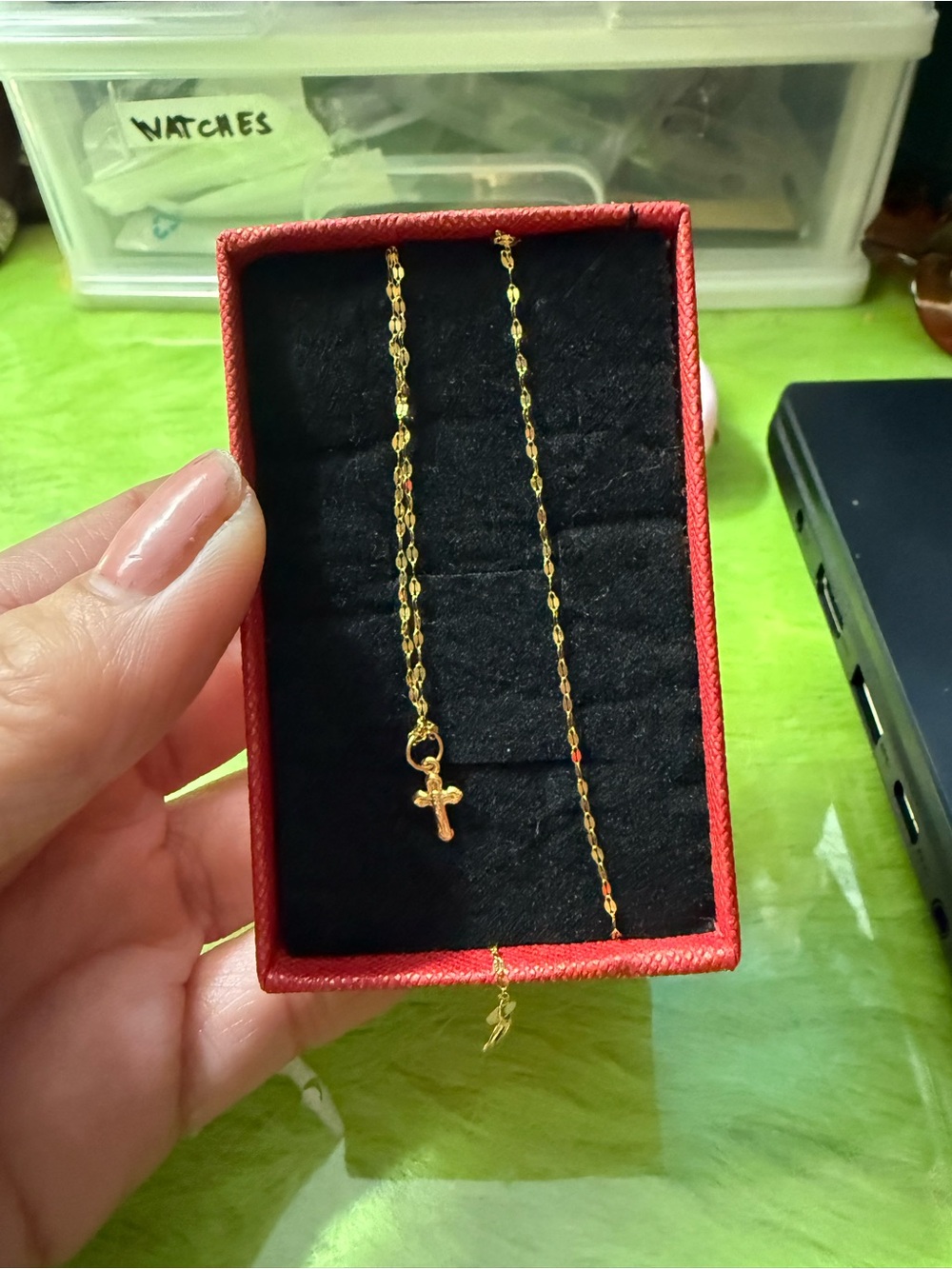 Gold Cross Pendant Necklace -